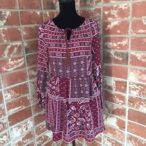 Jewel-Toned Bohemian Dress - Long Sleeves